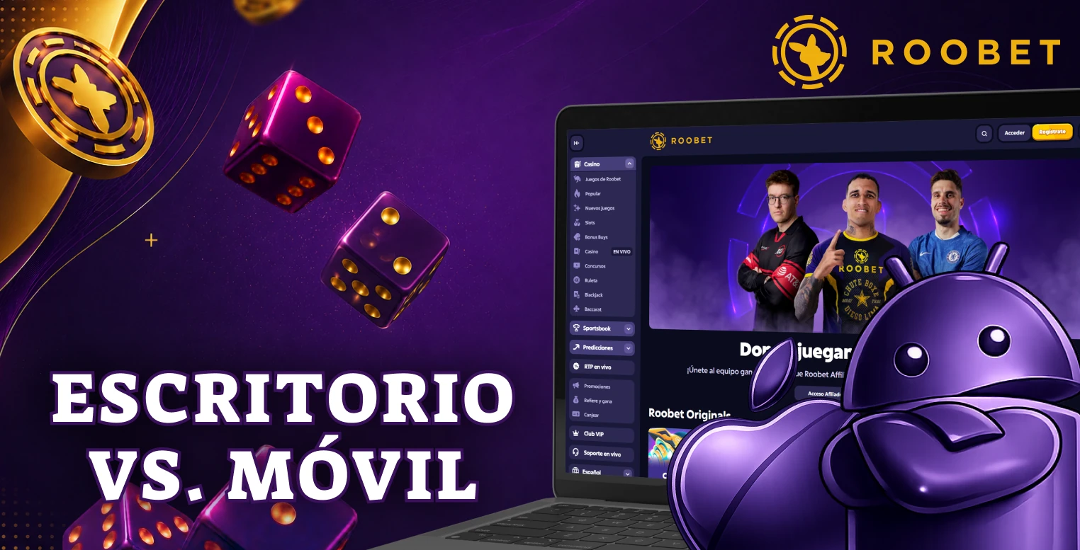 Comparación entre la experiencia móvil y la versión web de Roobet