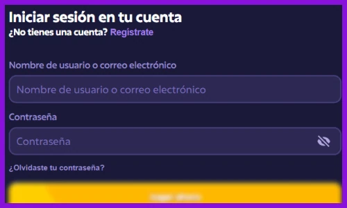Introducir credenciales para acceder a una cuenta de Roobet