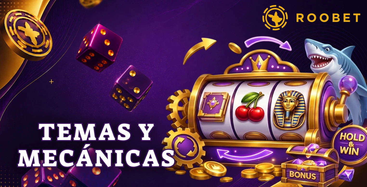 Variedad de temas y funciones especiales en los slots de Roobet