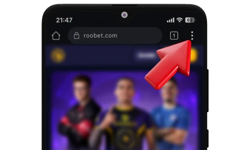 Abrir el menú de opciones para gestionar Roobet en Android